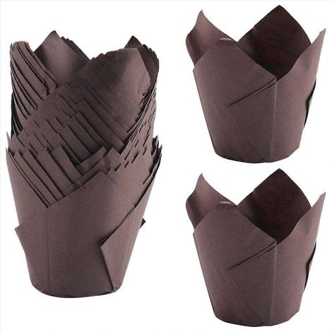 50 pièces Tulip cupcake doublures Tulip papier cuisson marron (1/5)