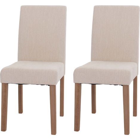 Set 2x sedie Littau tessuto ciniglia soggiorno cucina sala da pranzo legno 90x42x50cm avorio