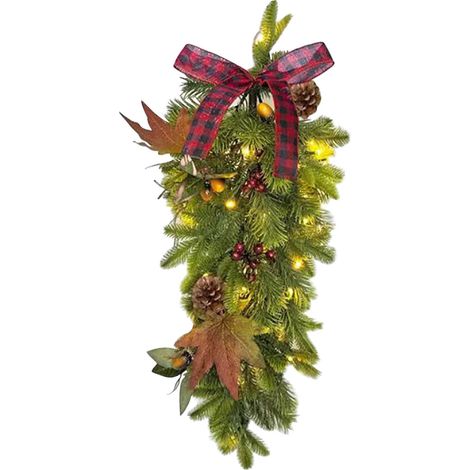 Guirlande De Noël En Rotin - Arbre Renversé Porte Mur Fenêtre - Décoration Intérieure Extérieure Pour Maison Magasin Bureau - 1 Pièce (1/5)