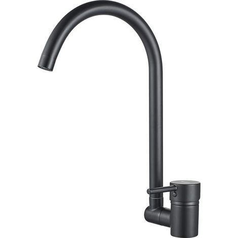 Robinet Cuisine Rabattable Noir, Rotation 360°, Mitigeur Cuisine Noir Eau Chaude Froide, Économie d’Eau, Installation Simple pour Évier Monotrou (1/5)