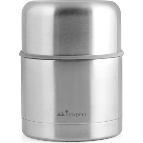 Inoxpran 969 Portavivande in Acciaio Inox, Adatto ad Ogni Pietanza, capacità 0,50 L, Mantiene Il Caldo e Il Freddo, con Coperchio Che Funge da Tazza, 10x10x14 cm (1/5)