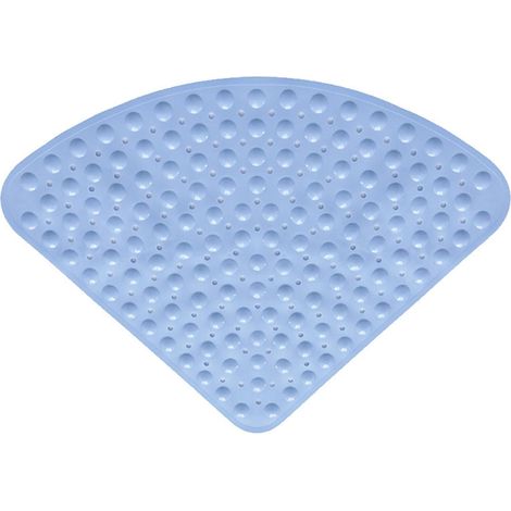 Non-slip corner shower mat, 54 x 54 cm, for indoor showers, with suction cup, fan-shaped, light blue (1/5)