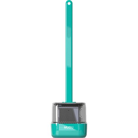 Brosse De Toilette En Silicone - Tête Plate Flexible Et Base Antigoutte - Pour Nettoyage Des Coins Et Fissures - 1 Pièce (1/5)