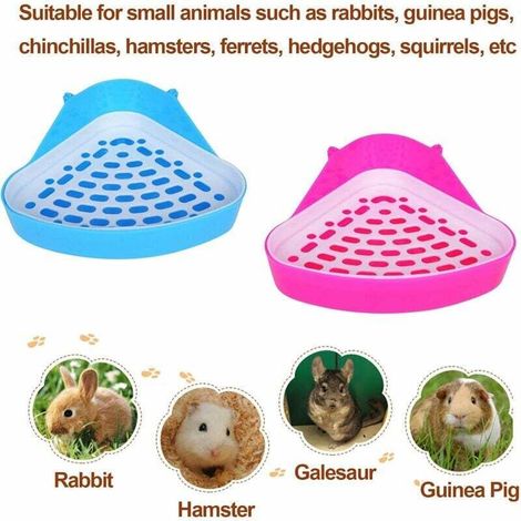 MUMU Plastic Triangle Litter Box for Rabbits, Chinchillas, Hamsters, Ferrets, Small Animals (Pink or Blue) (1/4)