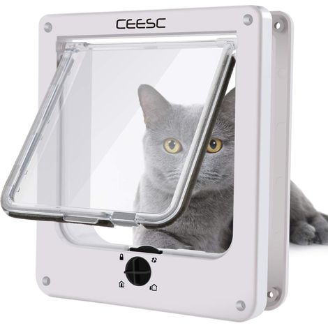 Chatière Porte de Chat Verrouillable à 4 Positions Chatière pour Chien Chat Tunnel Ajustable pour Porte Mur Fenêtre (1/5)
