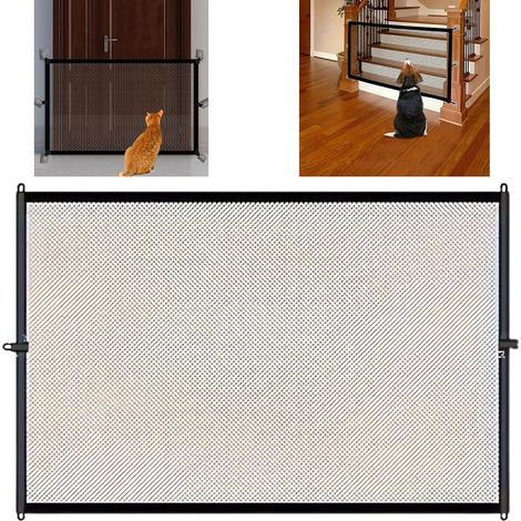 Barriere Chien Barrière De Sécurité, 1 Pièce, Noir, Taille 180 X 72 cm, sans Percer Barrières D’escaliers, Convient pour Domestiques Escaliers, Portes, Couloirs Enceinte Animaux Compagnie (1/5)