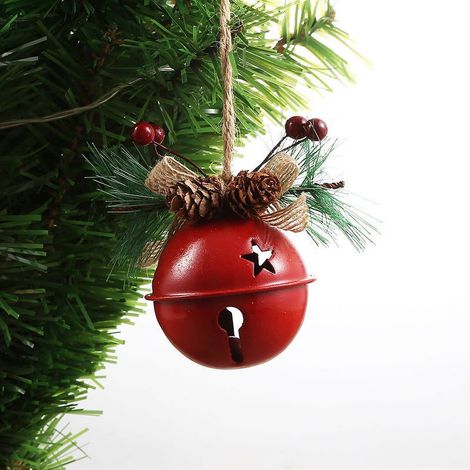Pendentif De Noel En Metal - 12 X 6 X 6 Cm - Pour Arbre De Noel Et Decoration Murale - Rouge - Lot De 2 (1/4)