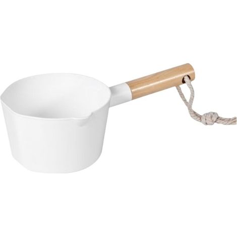 Paletta per innaffiare fiori e fare il bagno. Paletta da cucina in stile giapponese per innaffiare la casa con cordino per appenderla, può stare in piedi da sola, bianca.