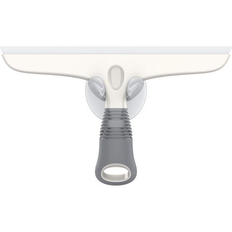 Multi-Purpose Squeegee for Windows, Glass, Shower Doors, Cars, Heavy Duty Scrubbing Brush with Suction Cup Hook Included, 10 Inch, White and Gray (1/4)