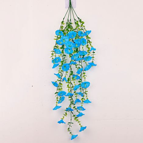 Liane de Liseron Artificielle Bleue - Guirlande de Faux Feuillage pour Décoration Murale Intérieure et Extérieure, Plante Grimpante Simulée pour Maison