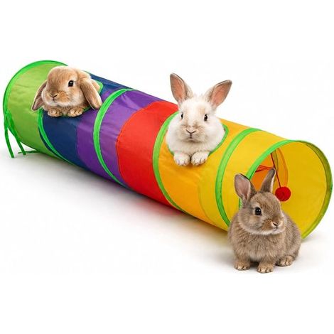 Kaninchenspielzeug großer Kaninchenverstecktunnel und Regenbogenröhrentunnel für Kaninchen Meerschweinchen Chinchillas und Frettchen 75 cm x 15 15 cm (1/5)
