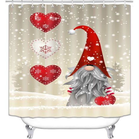 Rideau de douche Père Noël pour salle de bain, rideau de douche Joyeux Noël, rideau de douche d'hiver style B 120180 (1/3)