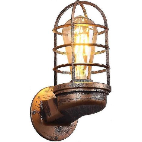 Applique Murale Rtro Clairage Industriel Vintage Appliques Rustiques Fil Cage En Métal Applique Murale Intrieur Maison Rtro Luminaire (noir) (1/5)