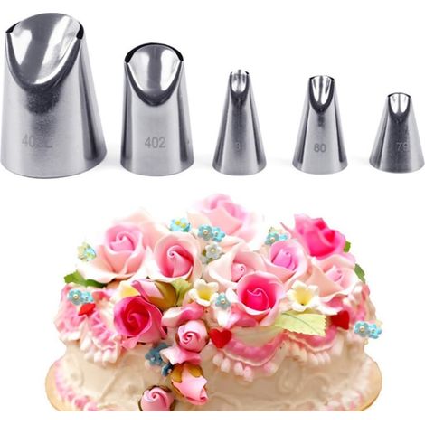 Lot de 5 douilles à pâtisserie pour décoration de gâteaux et desserts (1/5)