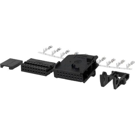 Fiche nue RNS male 18PIN noire avec broches boitier et clips