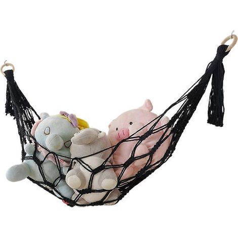 Filet de rangement pour jouets en corde de coton tressée à la main, hamac d'angle pour peluches (1/4)