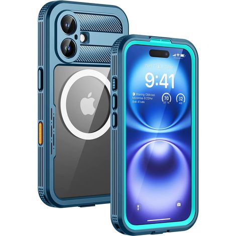 Étui magnétique pour iPhone 16, étanche à l'eau et à la poussière IP68, compatible avec MagSafe, protection d'écran intégrée, téléphone durable. (1/5)