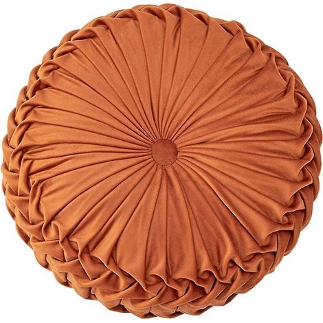 Coussin décoratif rond en velours 3D en forme de citrouille pour canapé (1/5)