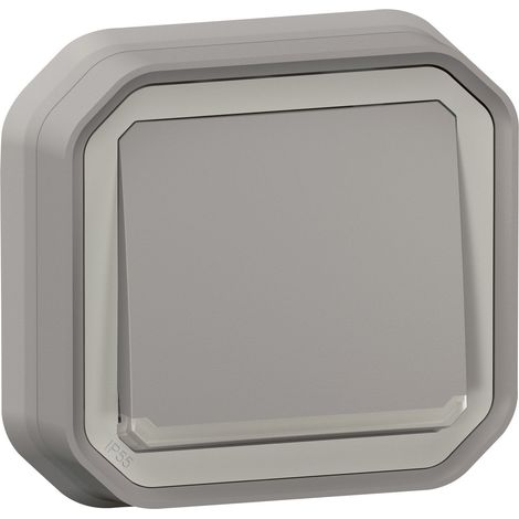 Pulsante luminoso NO stagno con indicatore – Plexo 10A IP55 IK08 incassato – Grigio - LEG069832L (1/2)