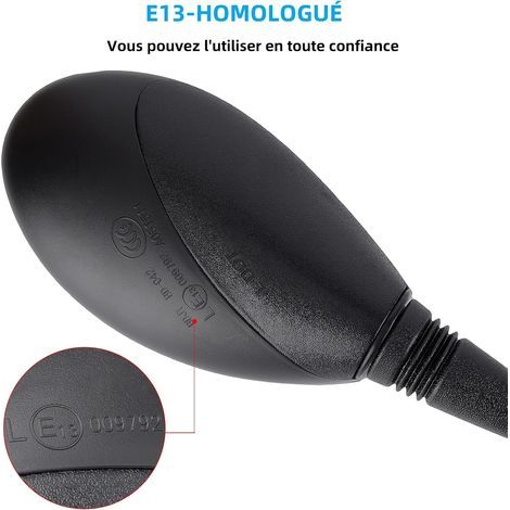 Rétroviseurs Latéraux de Moto E13 Homologué, 1 Paire Rétroviseurs Moto Universels, Réglable Rétroviseur Latéral M10 pour Scooter Moto Quad ATV (1/4)