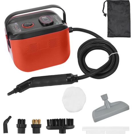 Pulitore a vapore portatile con 3 impostazioni di temperatura, serbatoio da 1200 ml e kit di accessori (3 spazzole) per casa, tessuti e auto.