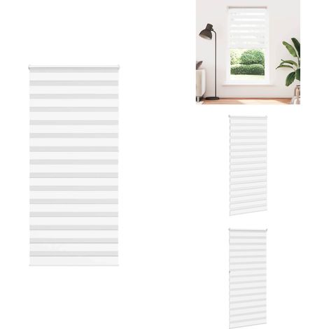 Store zèbre blanc 110x230 cm largeur du tissu 105,9cm polyester - Store Zébré - Stores Zébrés - Store À Enrouleur Zébré - Double Store À Enrouleur (1/5)