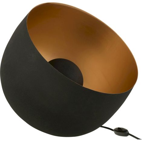 Lampe ronde intérieur métal noir finition or ambiance chaleureuse - Noir mat intérieur or