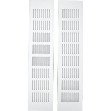 Grille de ventilation aluminium 2 pièces, plaque rectangulaire 80x350mm pour armoire, placard et penderie (1/5)
