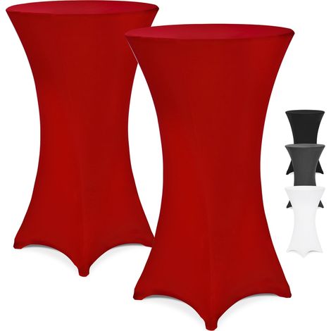 DETEX® 2x Fundas Elásticas para Mesas de Altas de Bar Ø 60-65 / 70-75 / 80-85 cm Colores a elegir Mantel Elástico Mesas de Bistró Cóctel 2er Set bordeaux (de), 70Ø (de)