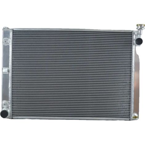 Radiador de aluminio, entrada de 38 mm, salida de 35 mm, núcleo de 670 mm x 490 mm, dimensiones totales de 780 mm x 540 mm. (1/4)