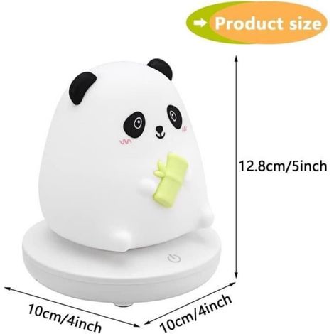 Veilleuse - Panda - Silicone Souple - Capteur Tactile - 3 Niveaux De Luminosité - USB Rechargeable - Pour Enfants - 1 Pièce (1/4)