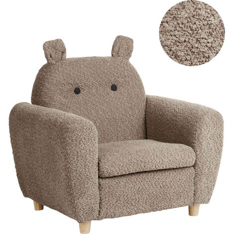 Fauteuil en Bouclé avec Accoudoirs pour Enfants Marron Maribo
