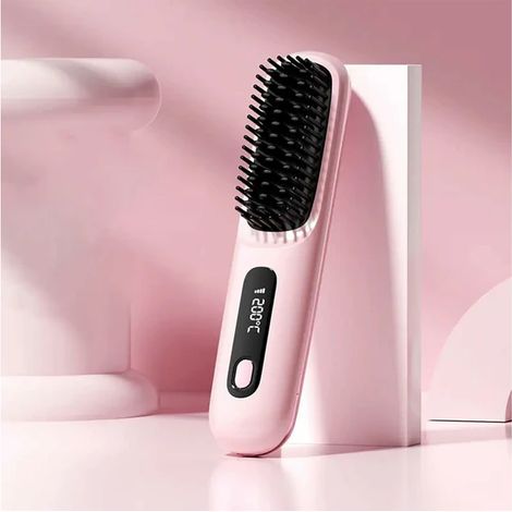 Brosse chauffante lissante sans fil BellaBrush Pro, fer à cheveux ionique portable, brosse thermique professionnelle, lisseur à sec, coiffure rapide, format voyage, noir. (1/5)