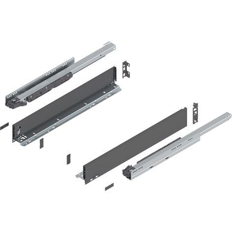 Blum Legrabox pure H M Schubladenschienen Set 1 Paar, 40kg 600mm Tip On Vollauszug, oriongrau