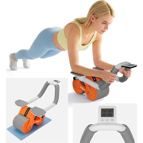 Roller AB Wheel AB-3 per esercizi addominali, tappetino con timer Rebel (1/5)