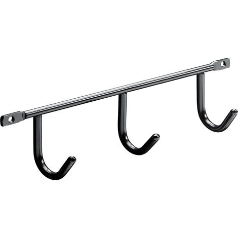 Hettich Garderobenleiste 3 Haken Stahl 20 x 5,2 x 3,5 cm schwarz Garderobenhaken