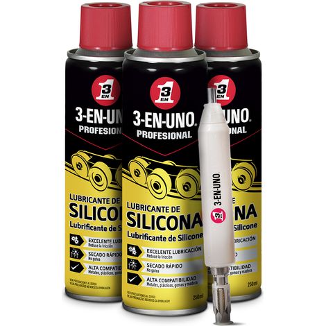 Profesional - Pack de 3 Lubricante de silicona 250 ml - Color Amarillo y Negro en Spray + Multiherramienta de regalo (1/3)