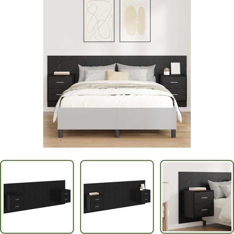 vidaXL Cabecero con Mueble 3 uds. Roble Negro Madera de ingeniería (1/5)