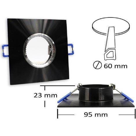 TrAdE Shop Traesio - Porta Faretto Da Incasso Quadrato Supporto Per Luci Faretti Gu10 Portafaretto P9 - Nero