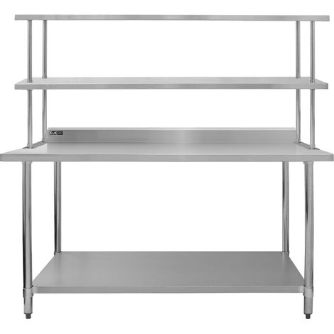 Mesa Trabajo Cocina Acero Inoxidable y Estante Sobremesa Mesa Catering Preparación de Comida Alimentos 180x90x60cm Banco Trabajo Cocina Capacidad 450kg con 2 Paños Microfibra y Kit Fijación GRATIS