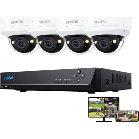 Reolink 5MP IK10 PoE Überwachungskamera Set Outdoor, 4X 5MP IK10 PoE Überwachungskamera+8CH NVR mit 2TB HDD, Smart-Erkennung, Farbnachtsicht, 24/7 Schutz