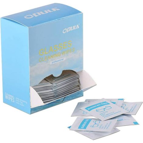 Lingettes nettoyantes pour lunettes 100 pièces, chiffons humides individuels pour écrans et verres, nettoyant optique étanche format ourson (1/5)
