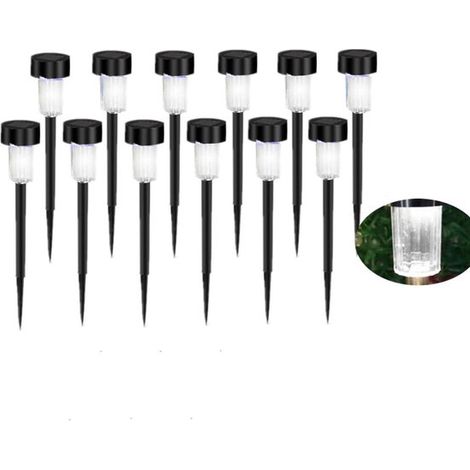 12 weiße, solarbetriebene LED Gartenleuchten Warmes Licht Wasserdicht für Garten, Terrasse und Rasen (1/5)