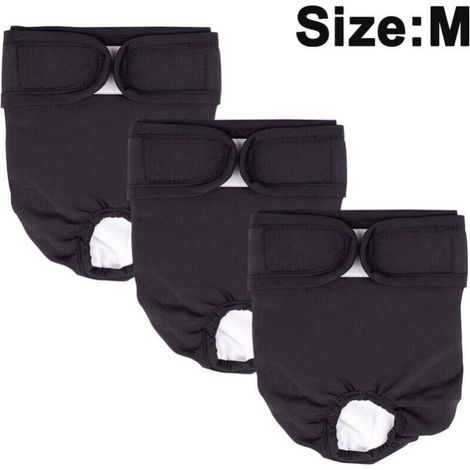 Lot de 3 couches lavables pour chien – Taille S/M/L – Très absorbantes et imperméables – Avec Velcro ajustable (1/5)