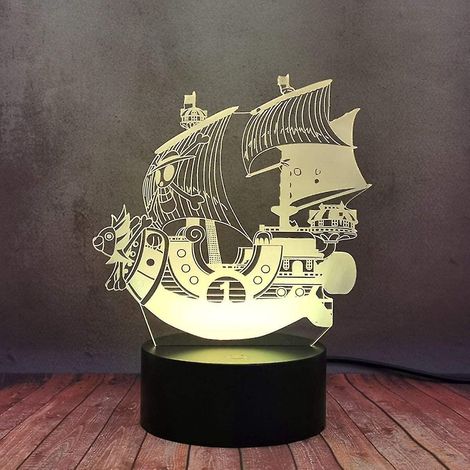 Lampe veilleuse 3D à effet Luffy One Piece Shxx, tactile et intelligente, alimentée par câble USB, inspirée des animés japonais (3D10L-218). (1/3)