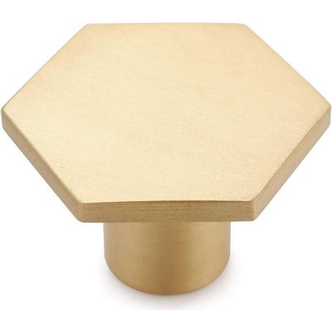 Set mit 10 massiven Messing-Möbelknöpfen für Schränke, Schubladen und Kleiderschränke, goldfarben, sechseckig, 30 mm (1/5)