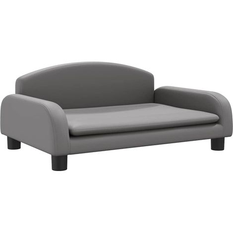 vidaXL Cama para perros de cuero sintético gris 70x45x30 cm (1/2)