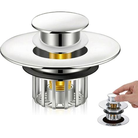 Universel Bouchon Lavabo Pop-Up avec 2 Joints pour Baignoire (1/5)