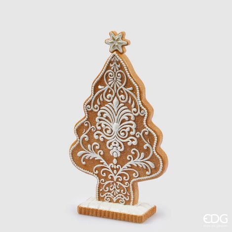 EDG Enzo De Gasperi Decoro di Natale Marzapane Forma di Pino H 34 Cm Hazelnut