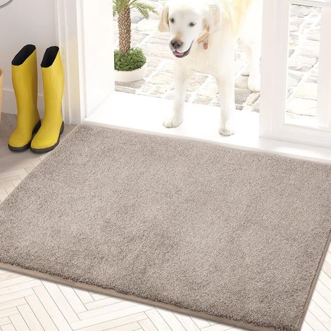 Paillasson 61 x 90 cm antidérapant lavable en machine, tapis d'entrée ultra-absorbant, nettoyeur de chaussures et paillasson pour chiens, pour entrée cuisine salle de bain, pattes boueuses - Blanc cas (1/5)